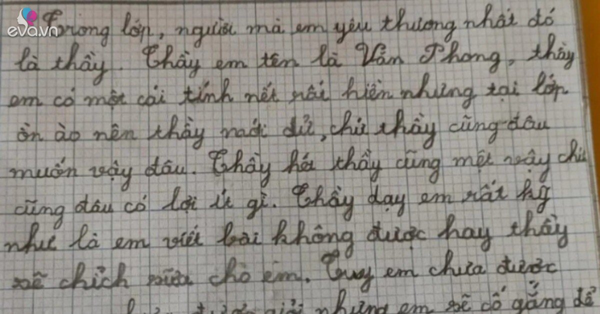 Bé tiểu học viết văn tả thầy giáo, chỉ 6 dòng nhưng đọc đến cuối ai cũng xúc động