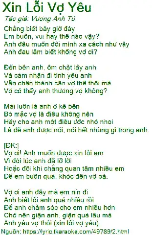 những câu nói xin lỗi vợ hay nhất