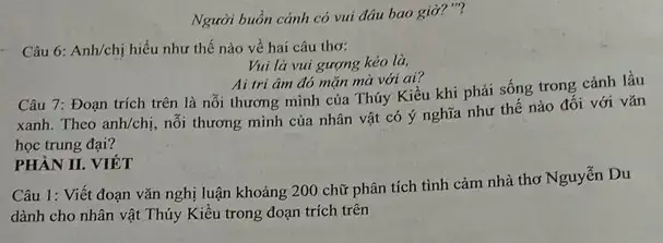 câu nói người buồn cảnh có vui đâu bao giờ