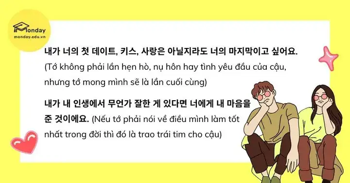 những câu nói thả thính bằng tiếng hàn