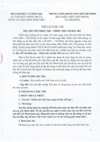câu nói của bác hồ với thiếu nhi