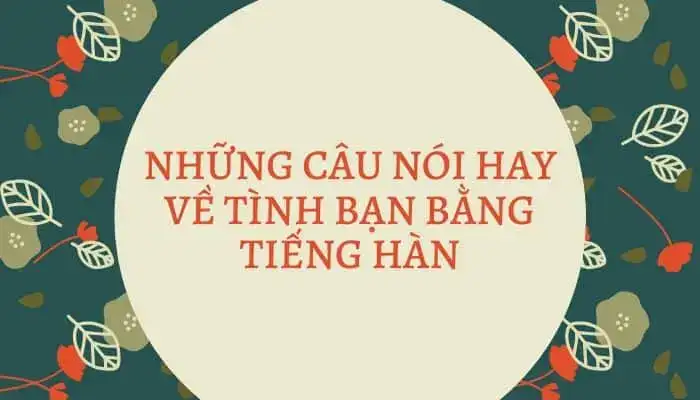những câu nói hay về tình bạn bằng tiếng hàn
