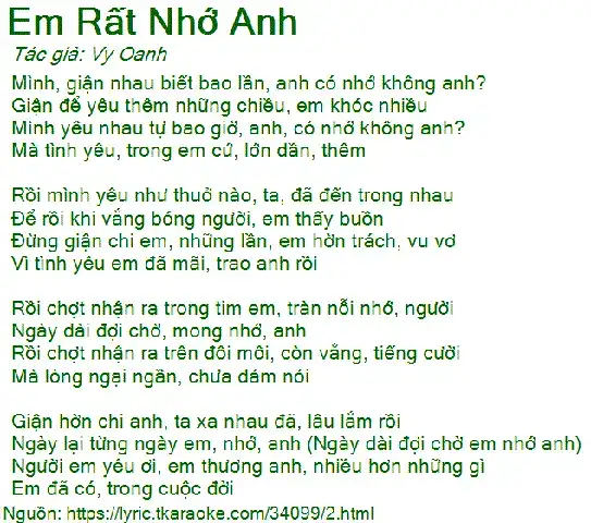 em ơi anh rất nhớ từng câu nói